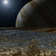 El Sol brilla sobre Júpiter en esta ilustración desde la perspectiva del satélite Europa